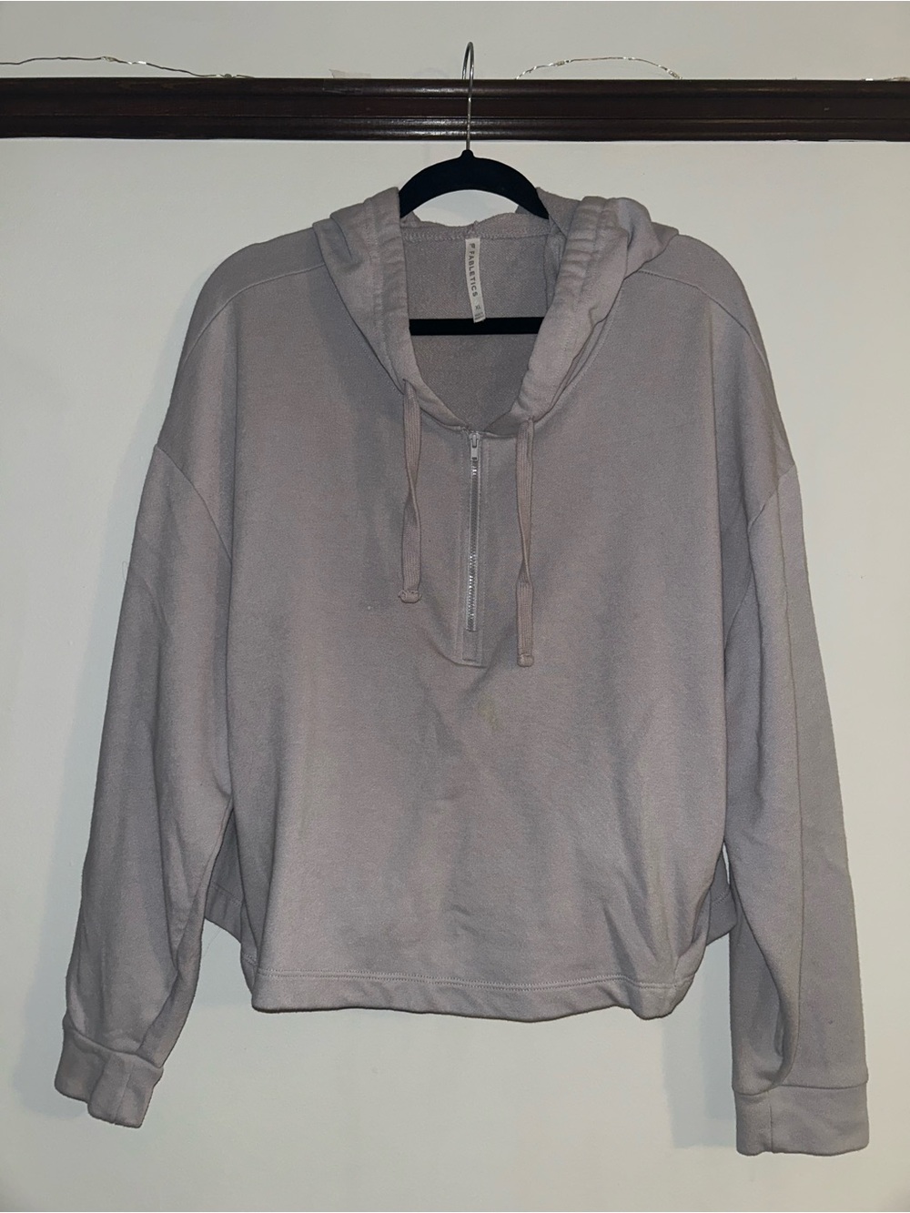 Cozy Half-Zip Hooded Cropped Sweatshirt - Light Gray